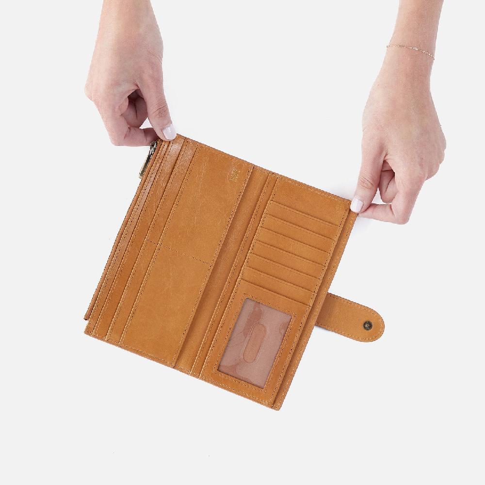 Hobo Dunn Continental Wallet Polished Leather| Natural