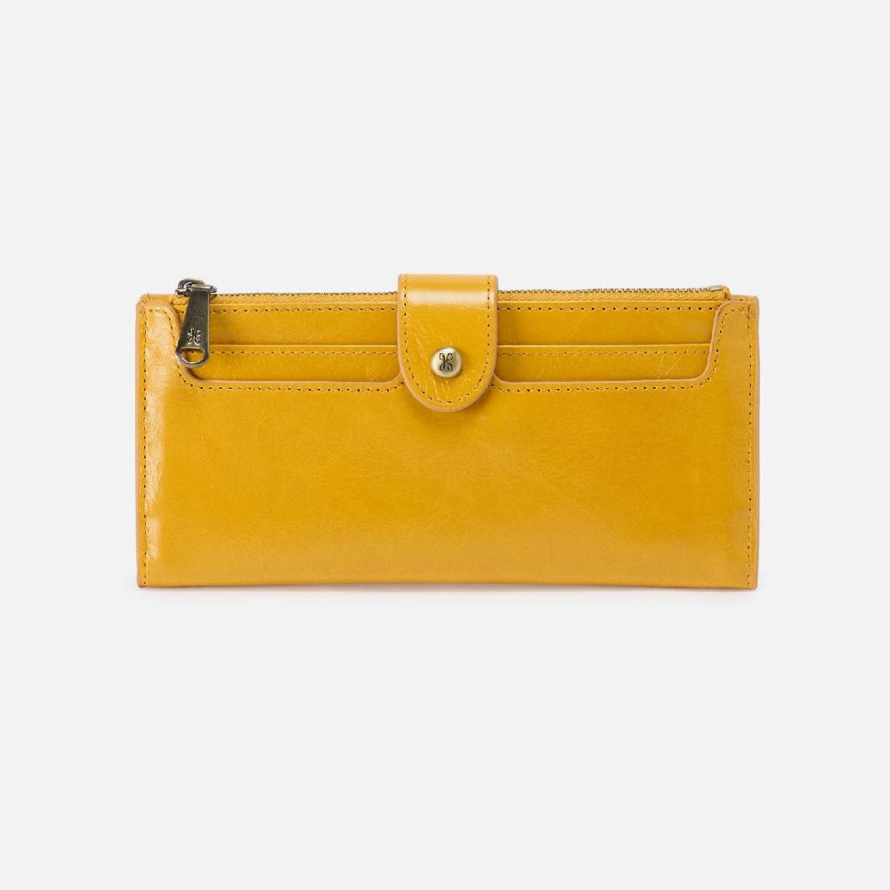 hobo Dunn Continental Wallet Polished Leather| Sun Glow