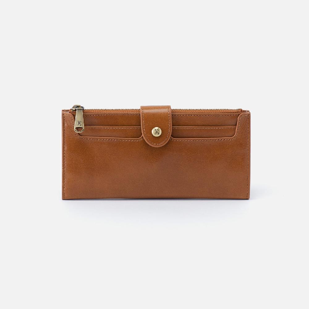 hobo Dunn Continental Wallet Polished Leather| Truffle