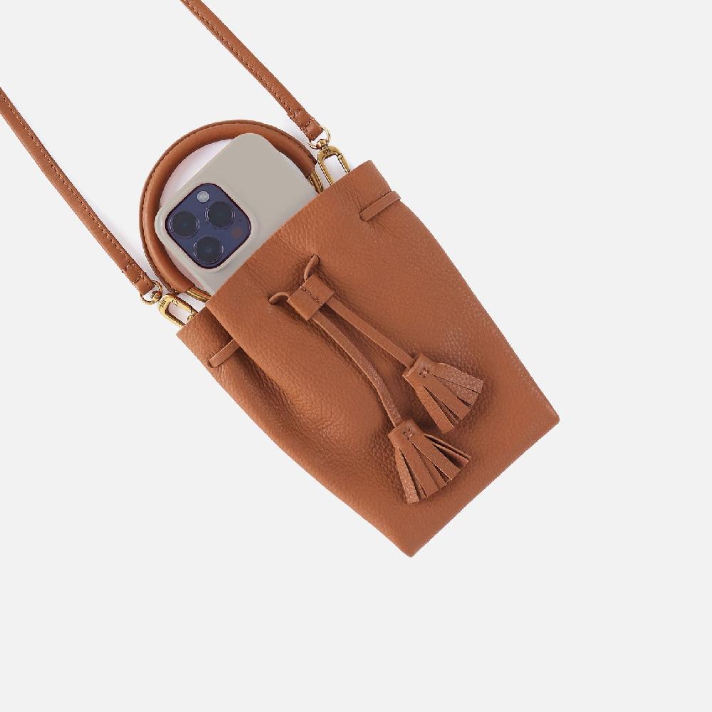 Hobo Eden Phone Crossbody Pebbled Leather| Warm Honey