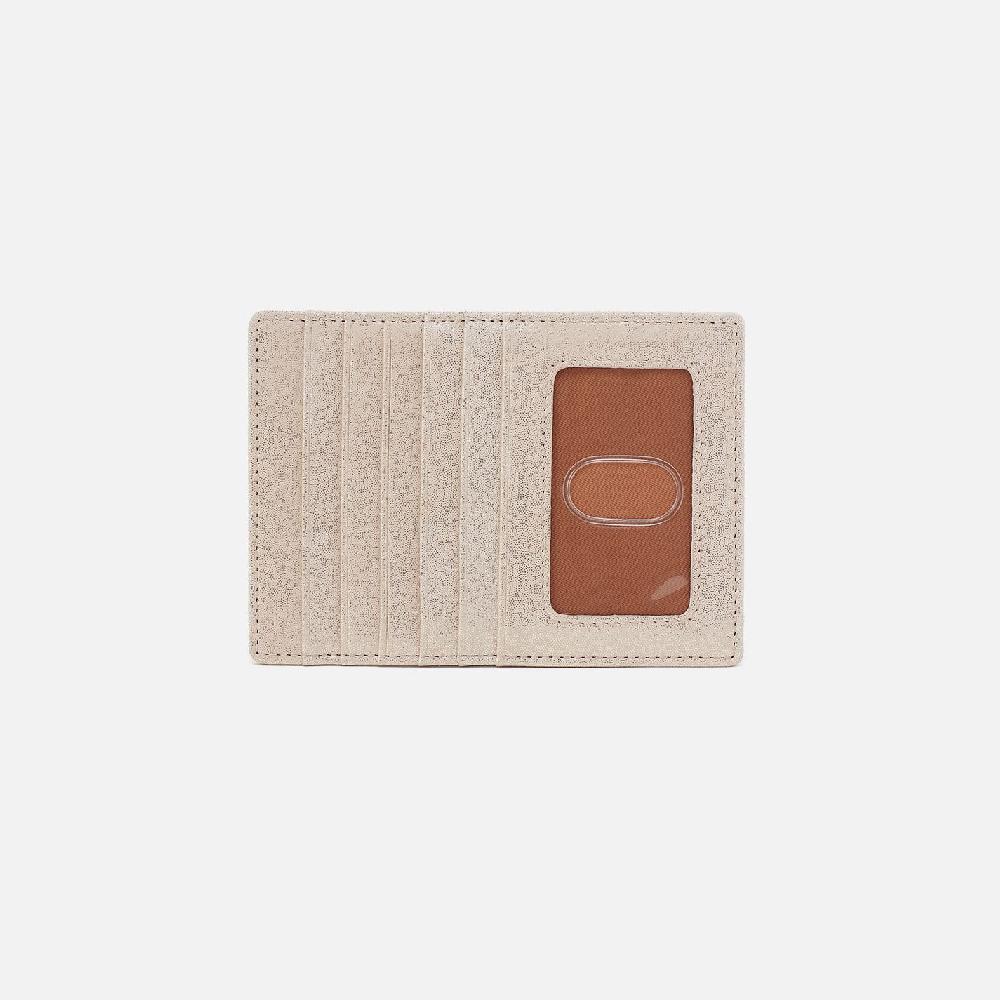 hobo Euro Slide Card Case Metallic Leather| Sand Shimmer