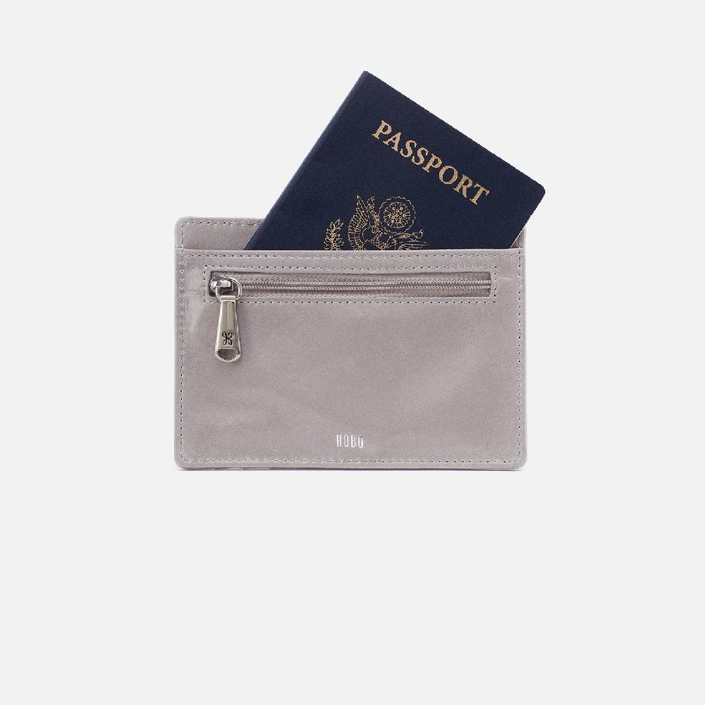 Hobo Euro Slide Card Case Polished Leather| Light Grey