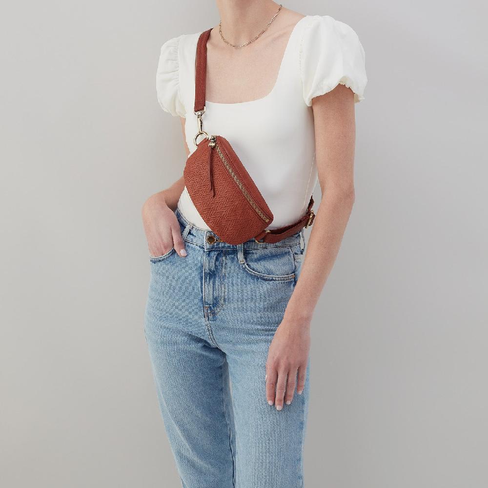 Hobo Fern Belt Bag Soft Embossed Leather| Tuscan Brown