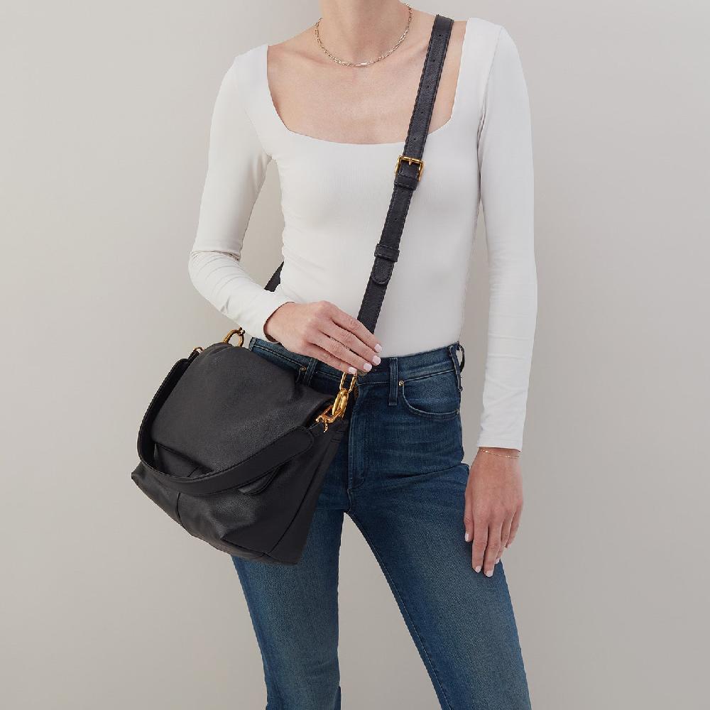 Hobo Harley Convertible Shoulder Bag Pebbled Leather| Black