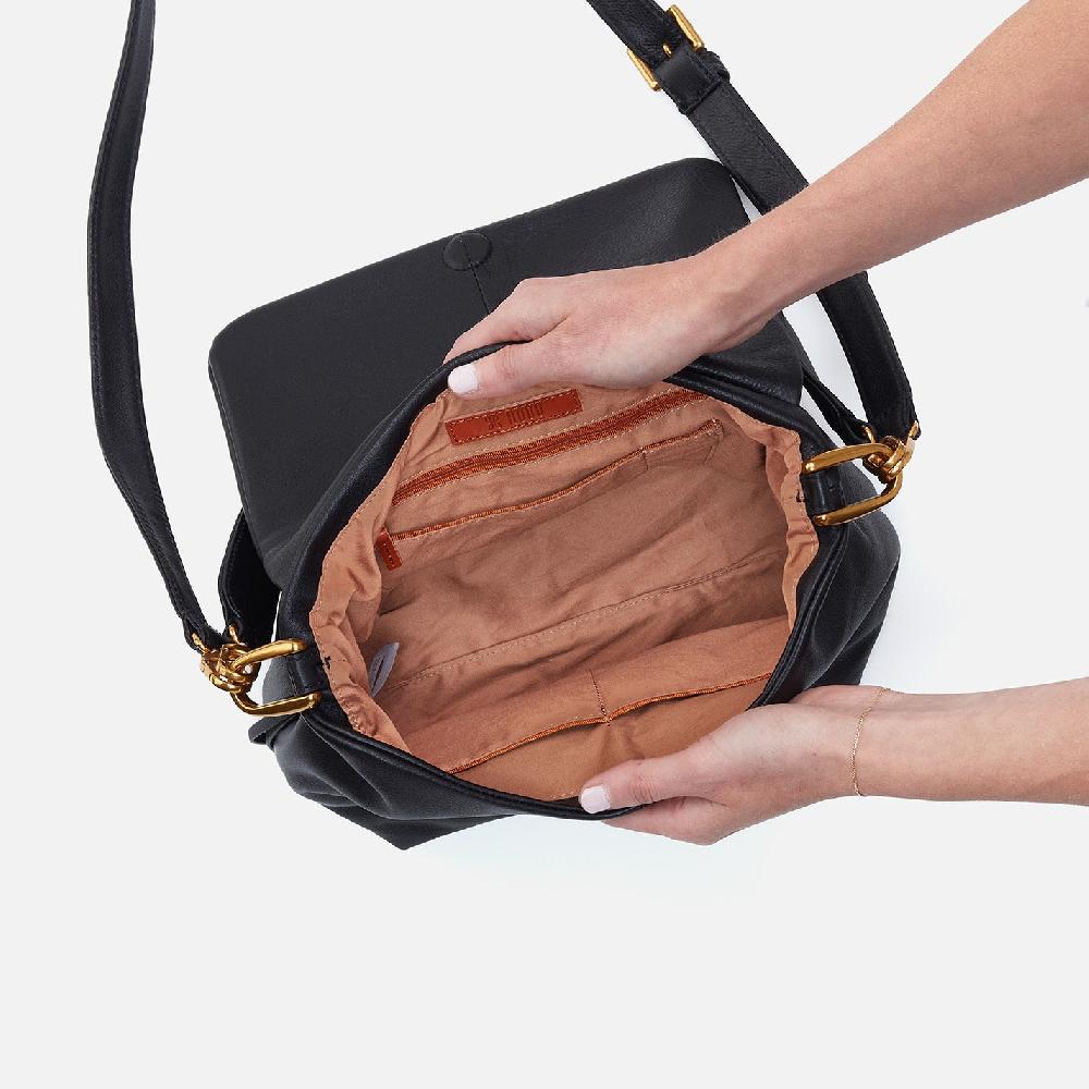 Hobo Harley Convertible Shoulder Bag Pebbled Leather| Black