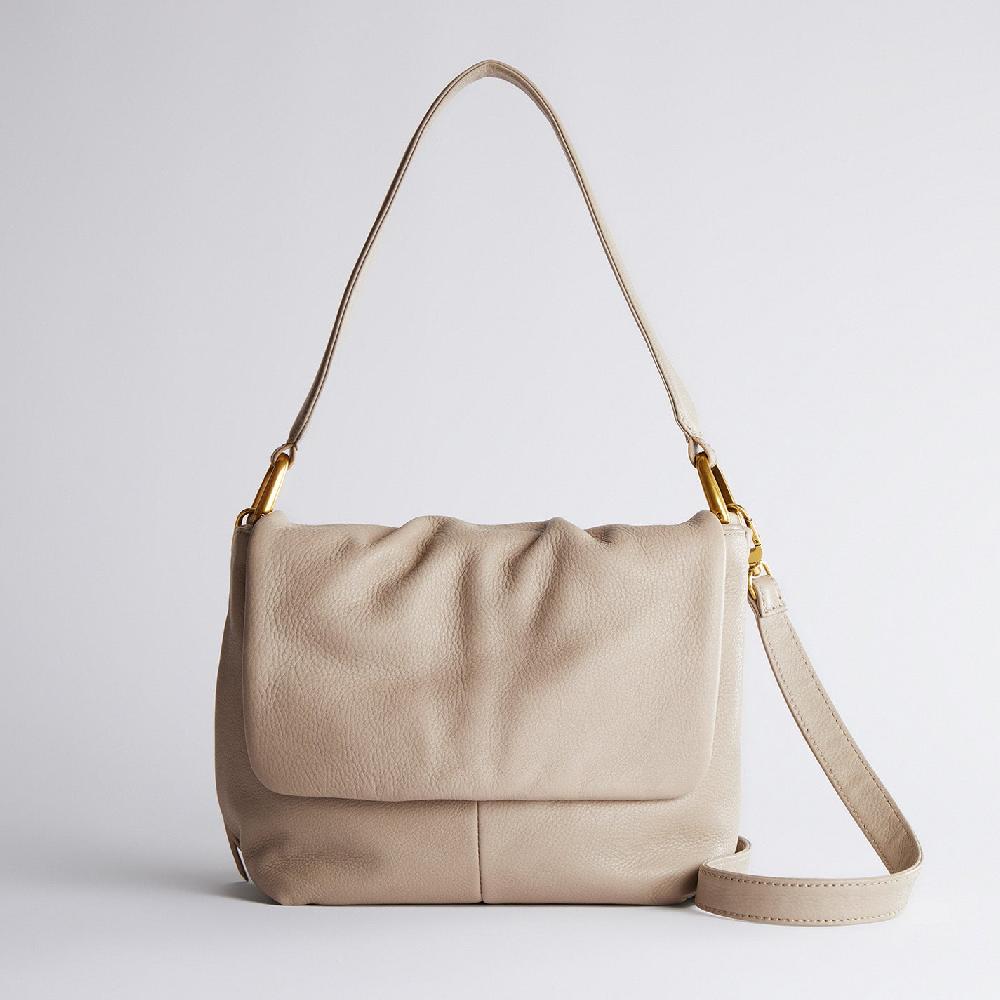 Hobo Harley Convertible Shoulder Bag Pebbled Leather| Taupe