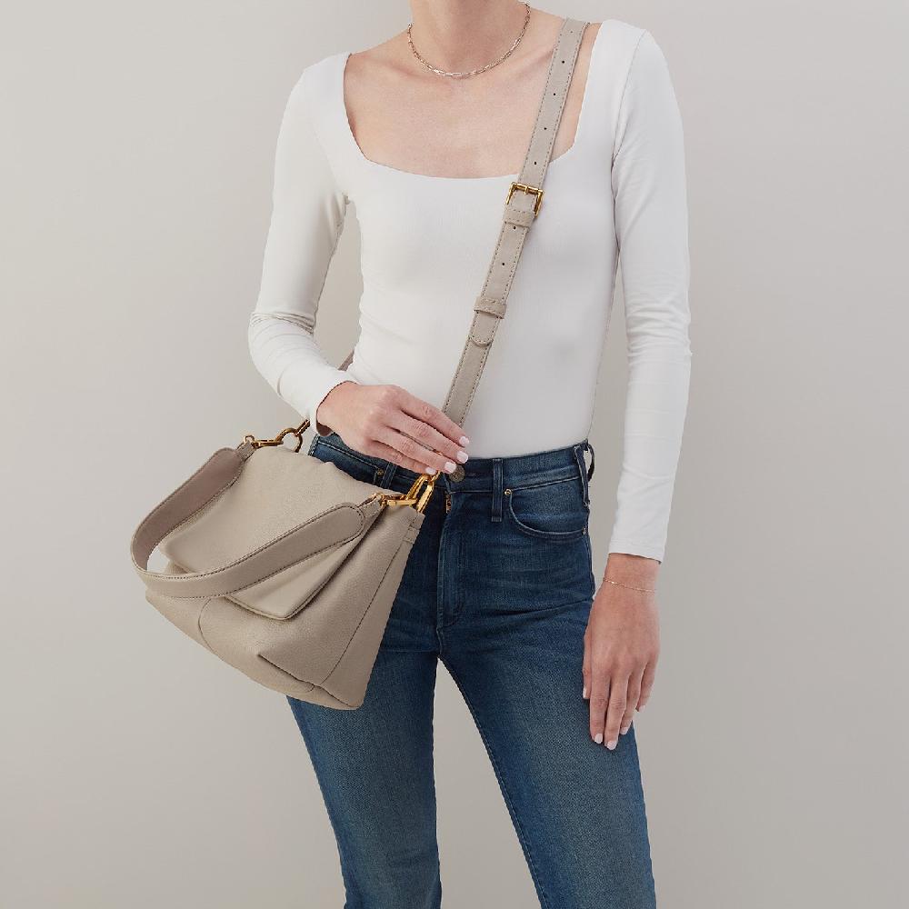 Hobo Harley Convertible Shoulder Bag Pebbled Leather| Taupe