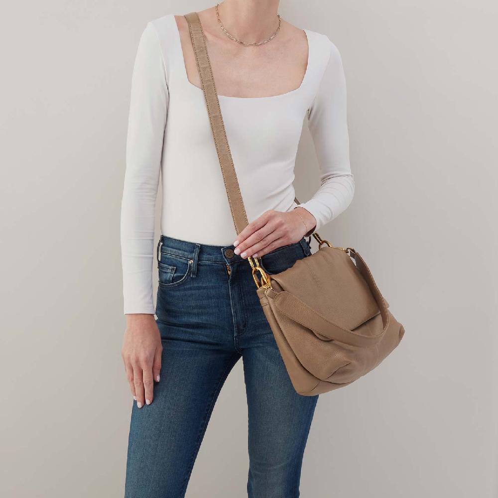 Hobo Harley Convertible Shoulder Pebbled Leather| Cedar Sagebrush