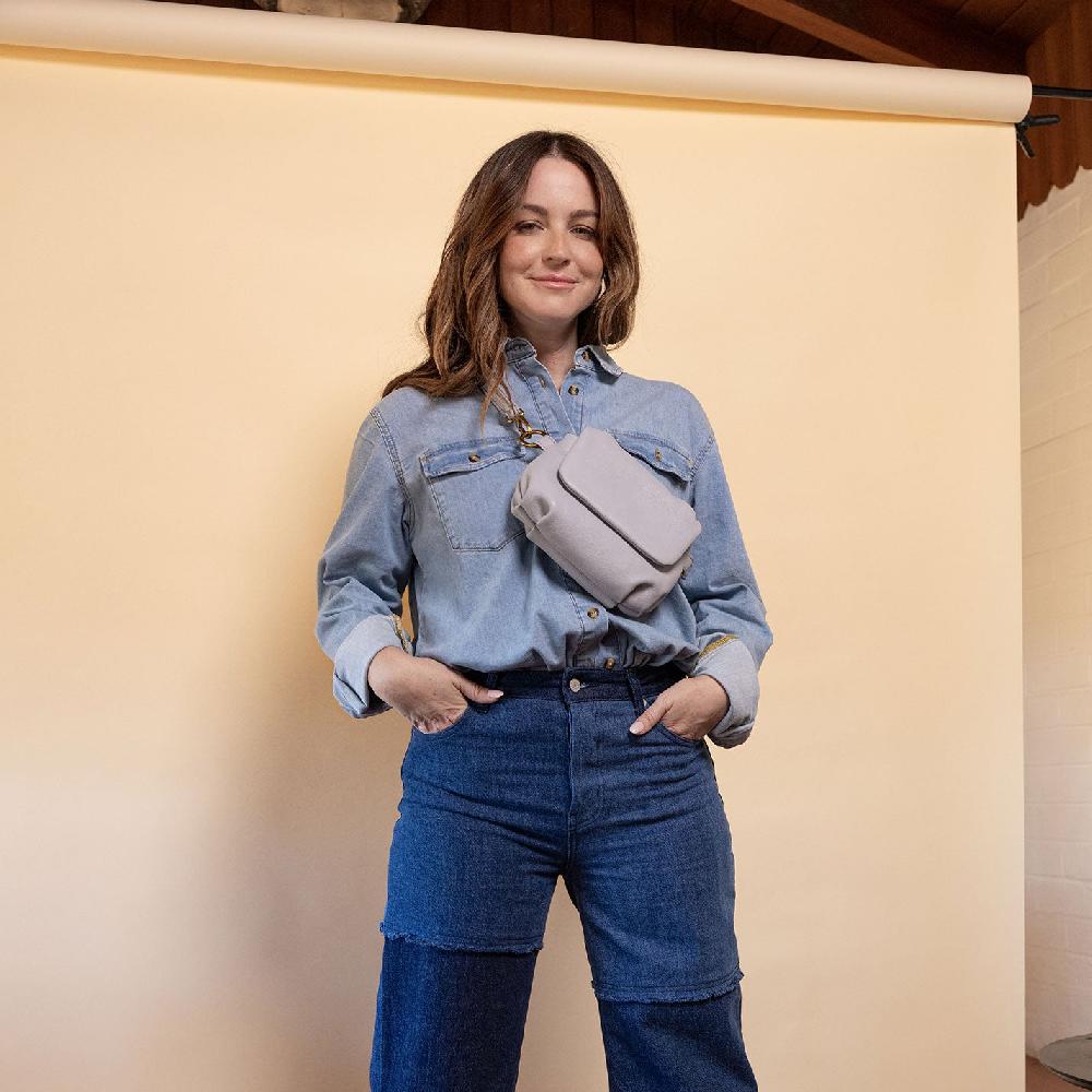 Hobo Harley Crossbody Sling Pebbled Leather| Blue Pearl