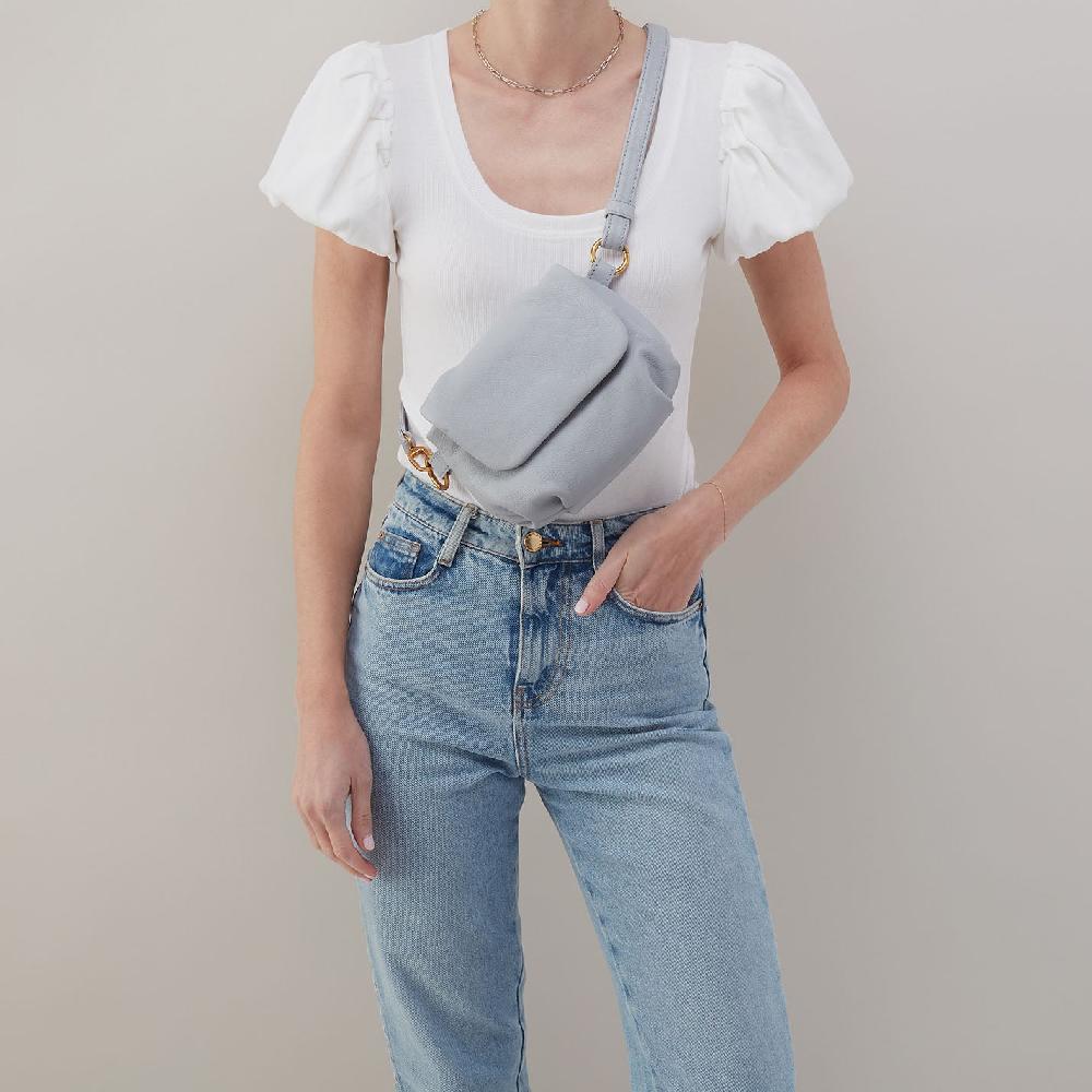 Hobo Harley Crossbody Sling Pebbled Leather| Blue Pearl
