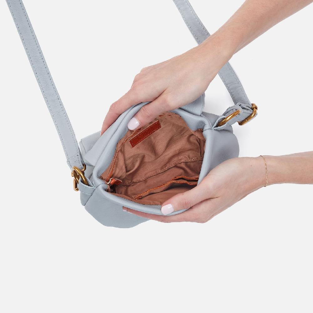 Hobo Harley Crossbody Sling Pebbled Leather| Blue Pearl
