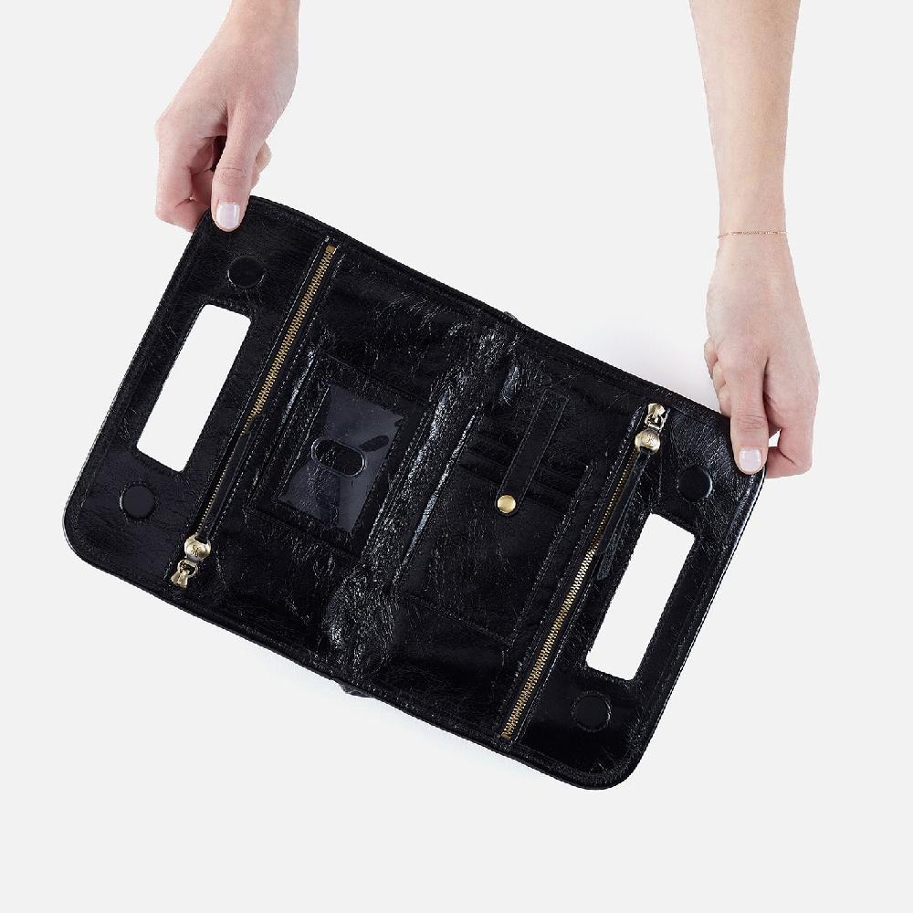 Hobo Ace Clutch Polished Leather| Black