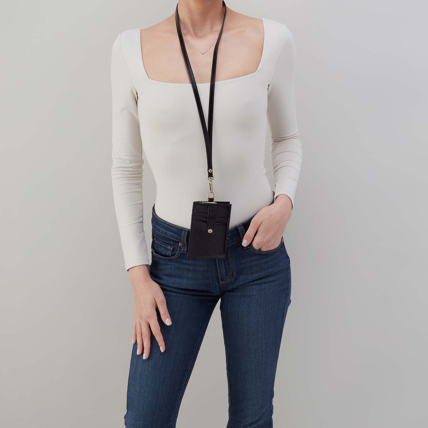 Hobo Around Town Lanyard Polished Leather| Black