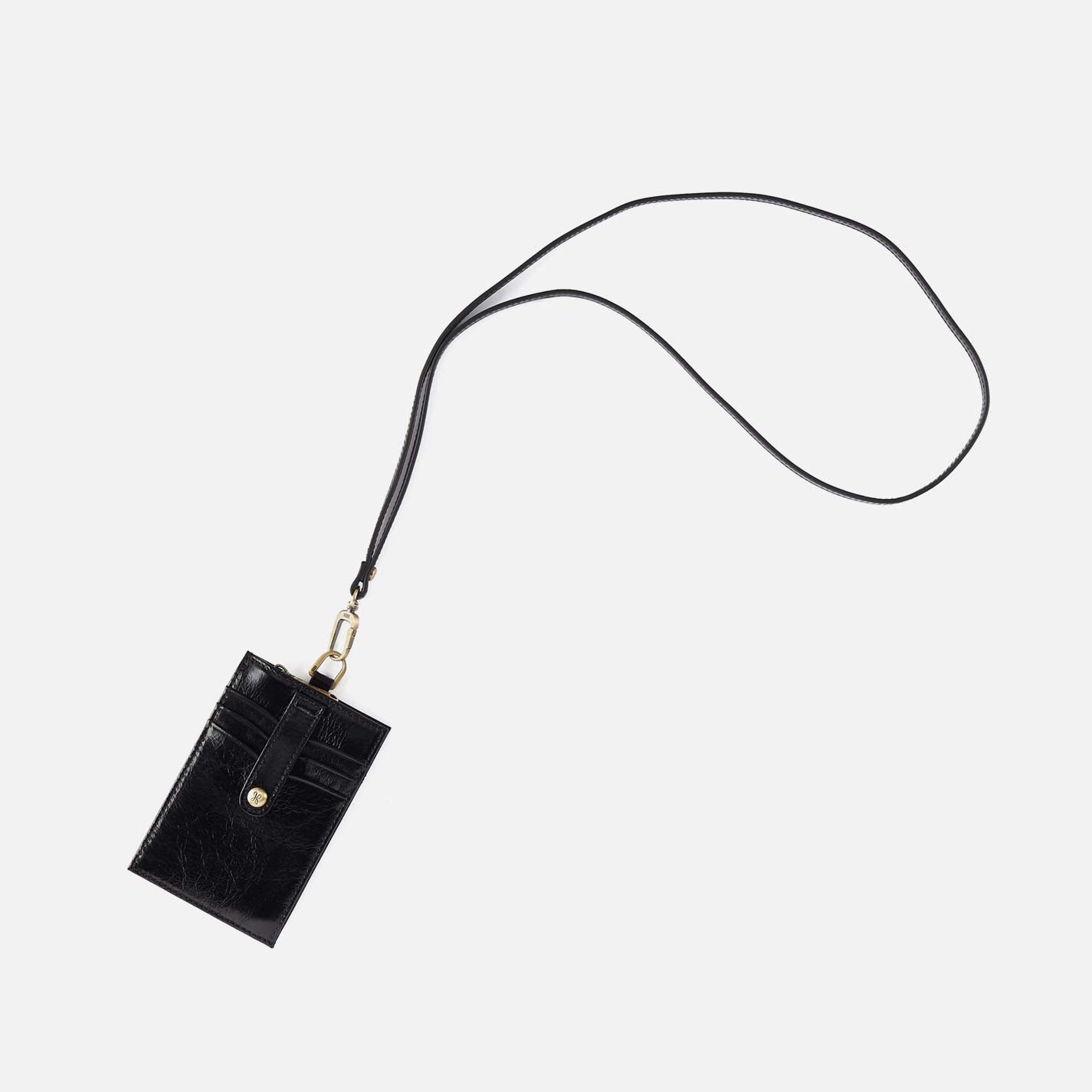 hobo Around Town Lanyard Polished Leather| Black