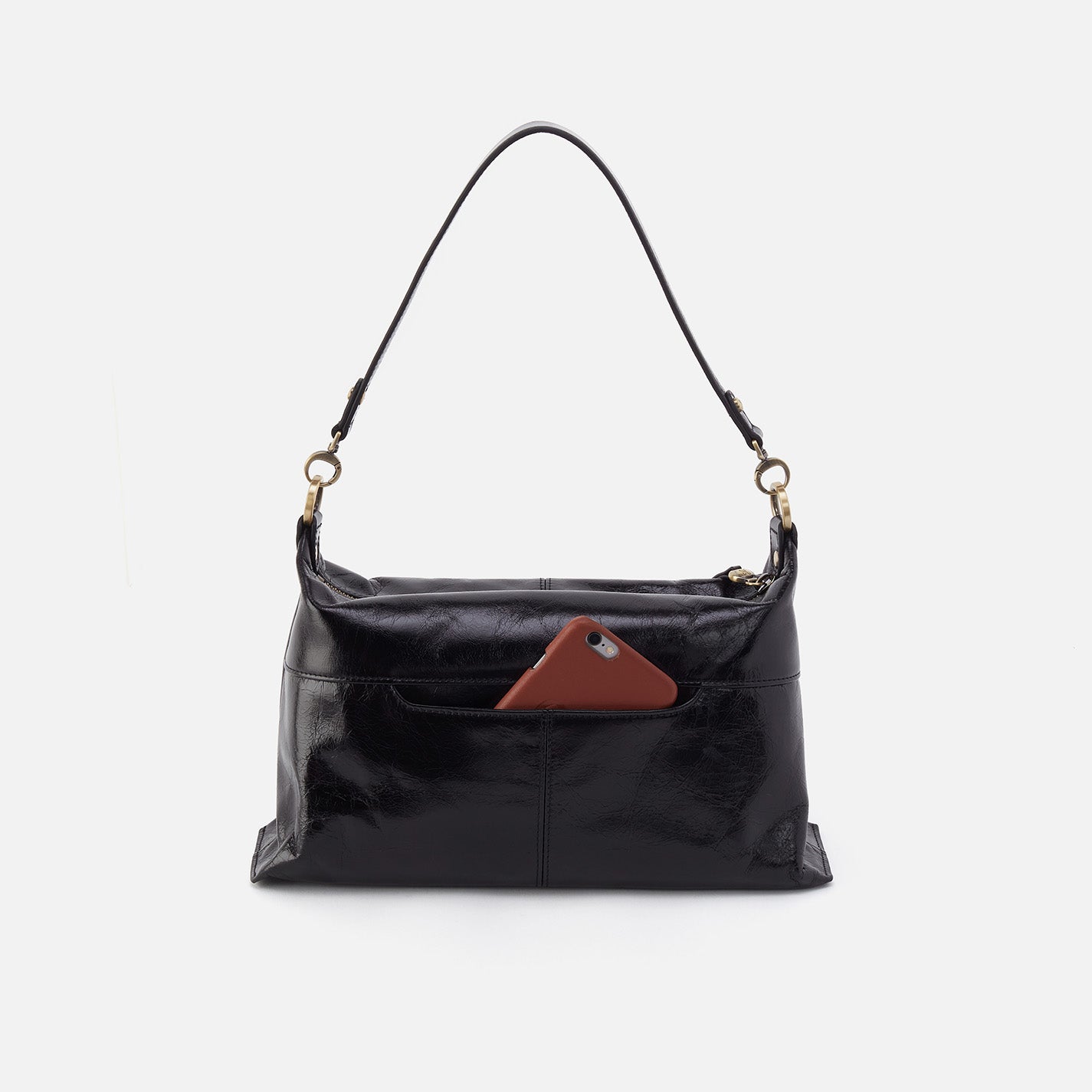 Hobo Avon Shoulder Bag Polished Leather| Black