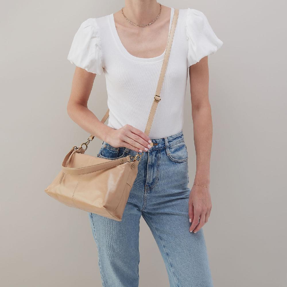 Hobo Avon Shoulder Bag Polished Leather| Sand