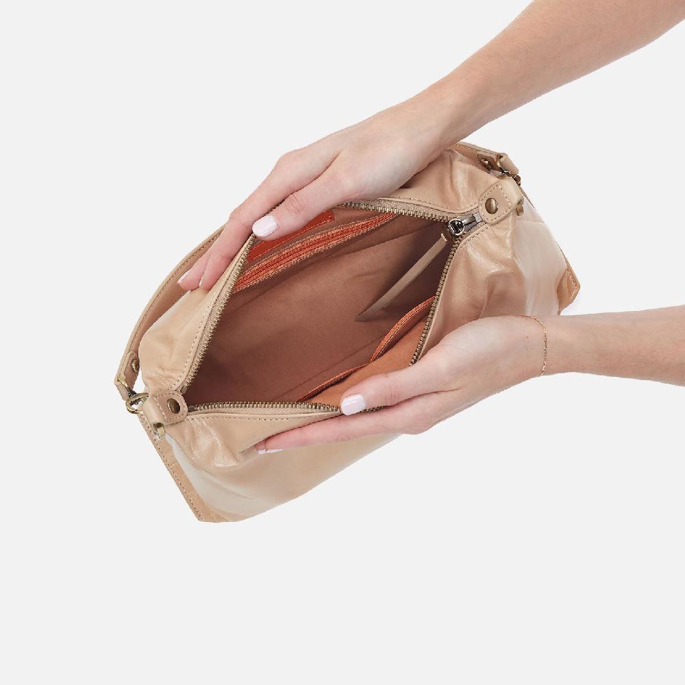 Hobo Avon Shoulder Bag Polished Leather| Sand