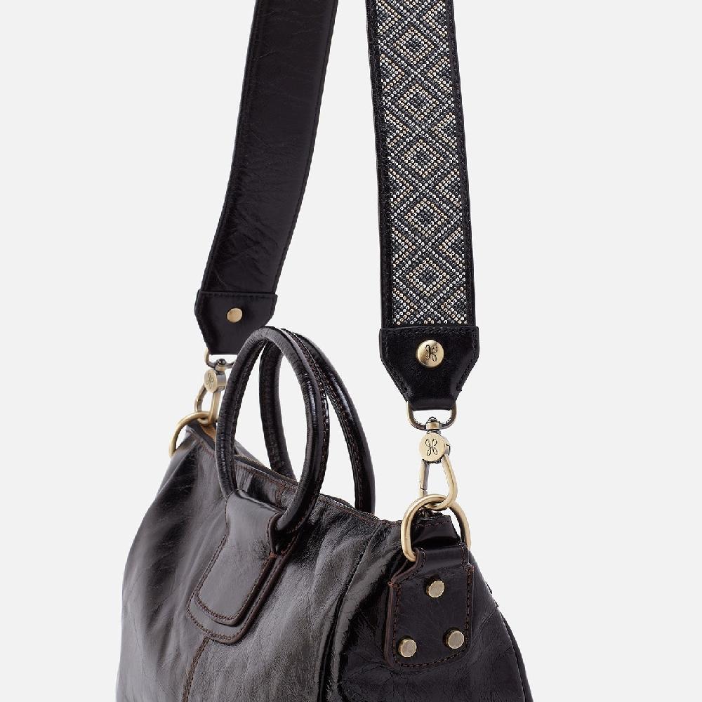 Hobo Beaded Guitar Strap Polished Leather| Black