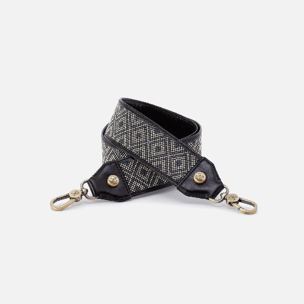 hobo Beaded Guitar Strap Polished Leather| Black