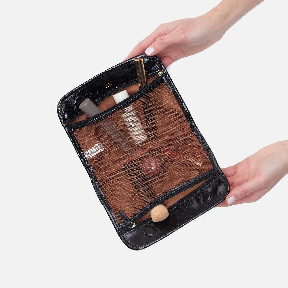 Hobo Beauty Cosmetic Pouch Polished Leather| Black