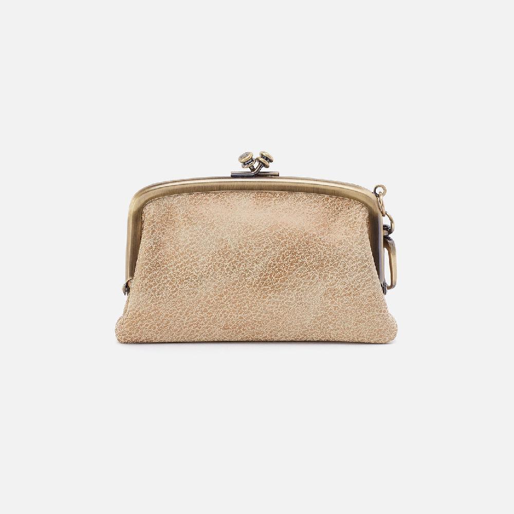 Hobo Cheer Frame Pouch Metallic Leather| Gold Leaf