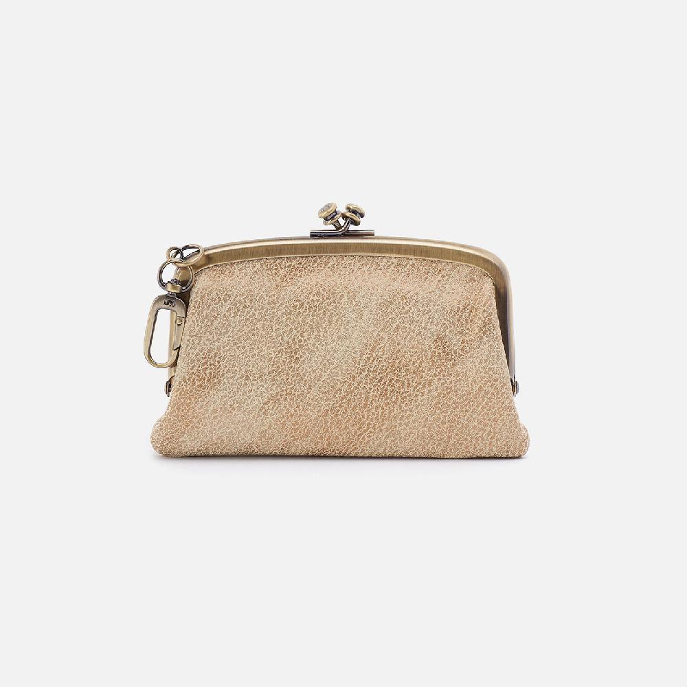 hobo Cheer Frame Pouch Metallic Leather| Gold Leaf