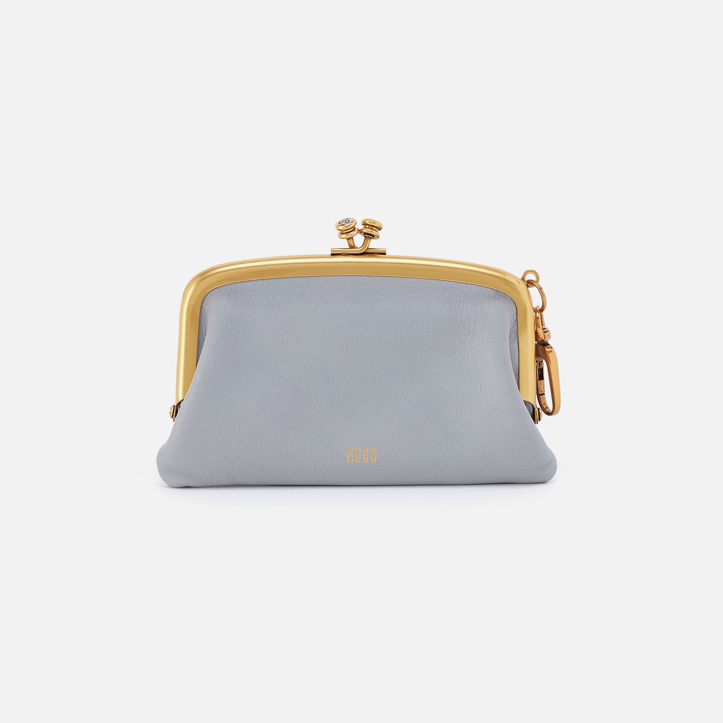 Hobo Cheer Frame Pouch Pebbled Leather| Blue Pearl