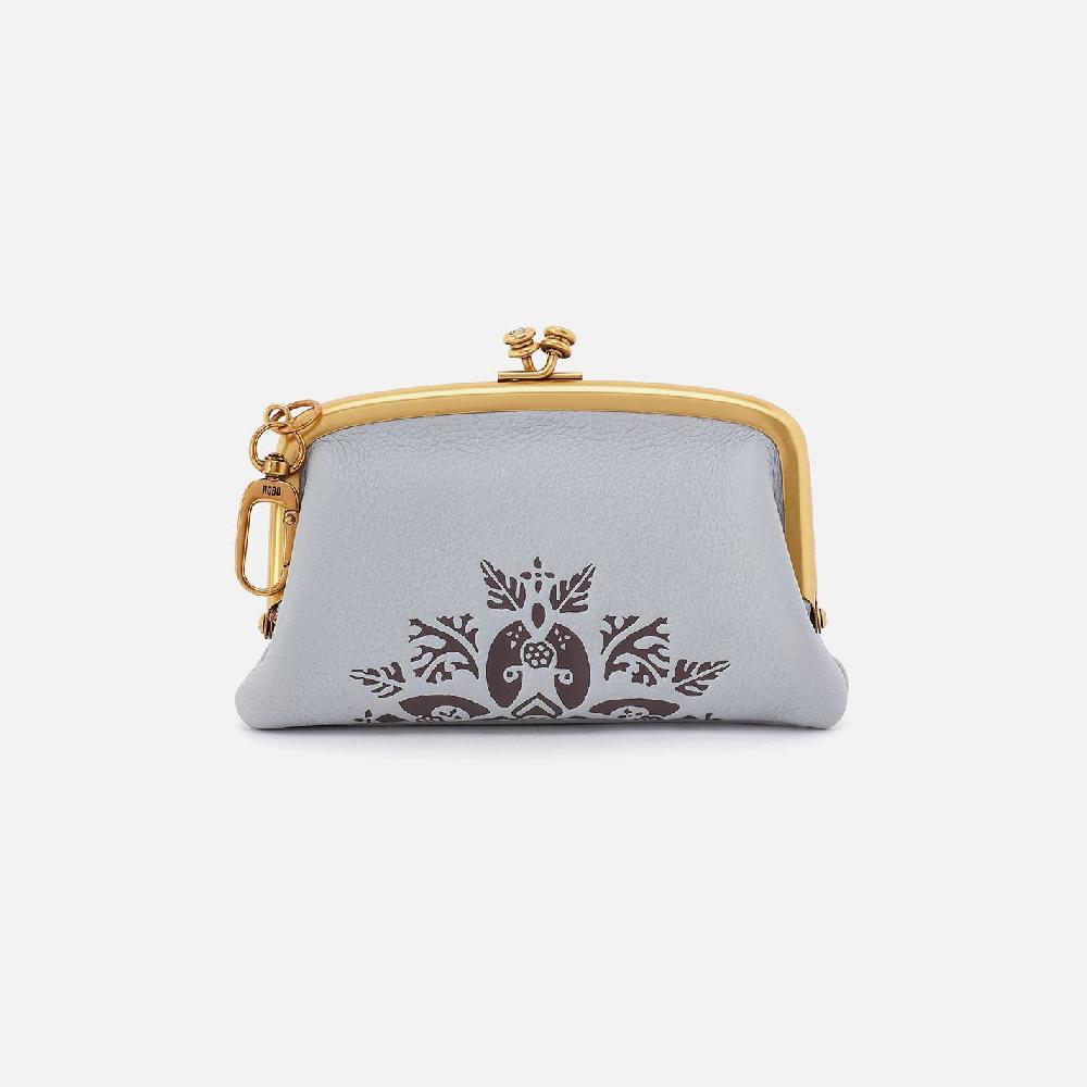 hobo Cheer Frame Pouch Pebbled Leather| Blue Pearl