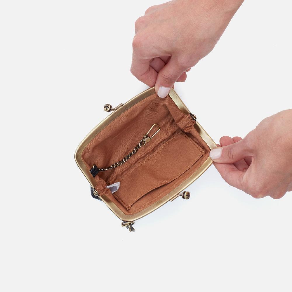 Hobo Cheer Frame Pouch Polished Leather| Black