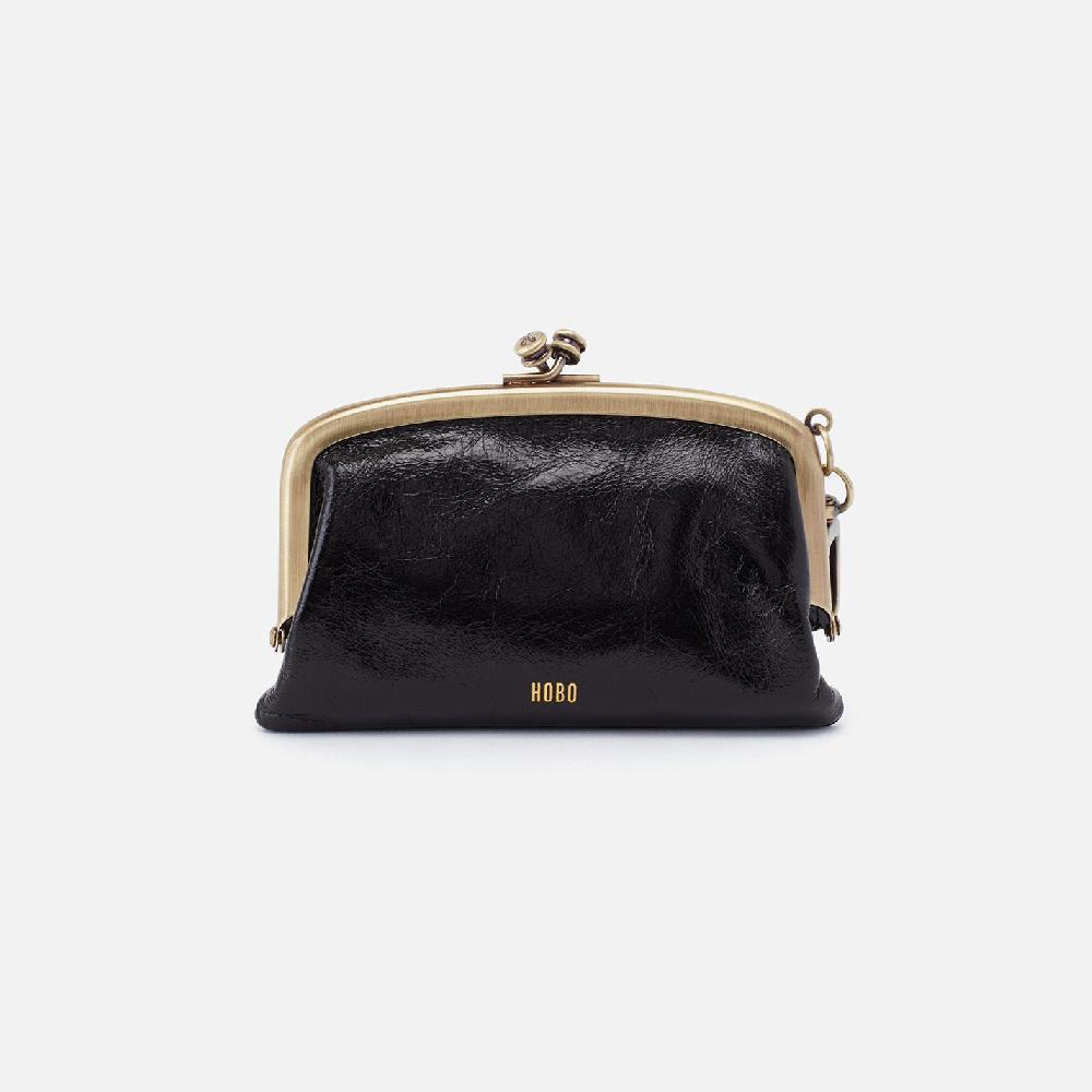 Hobo Cheer Frame Pouch Polished Leather| Black