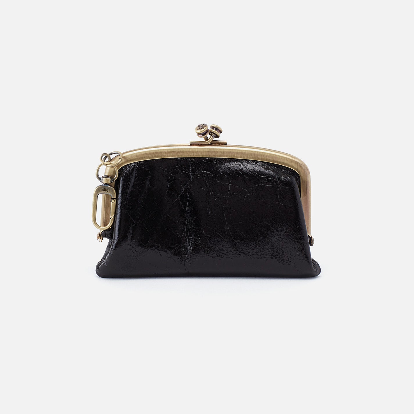 hobo Cheer Frame Pouch Polished Leather| Black