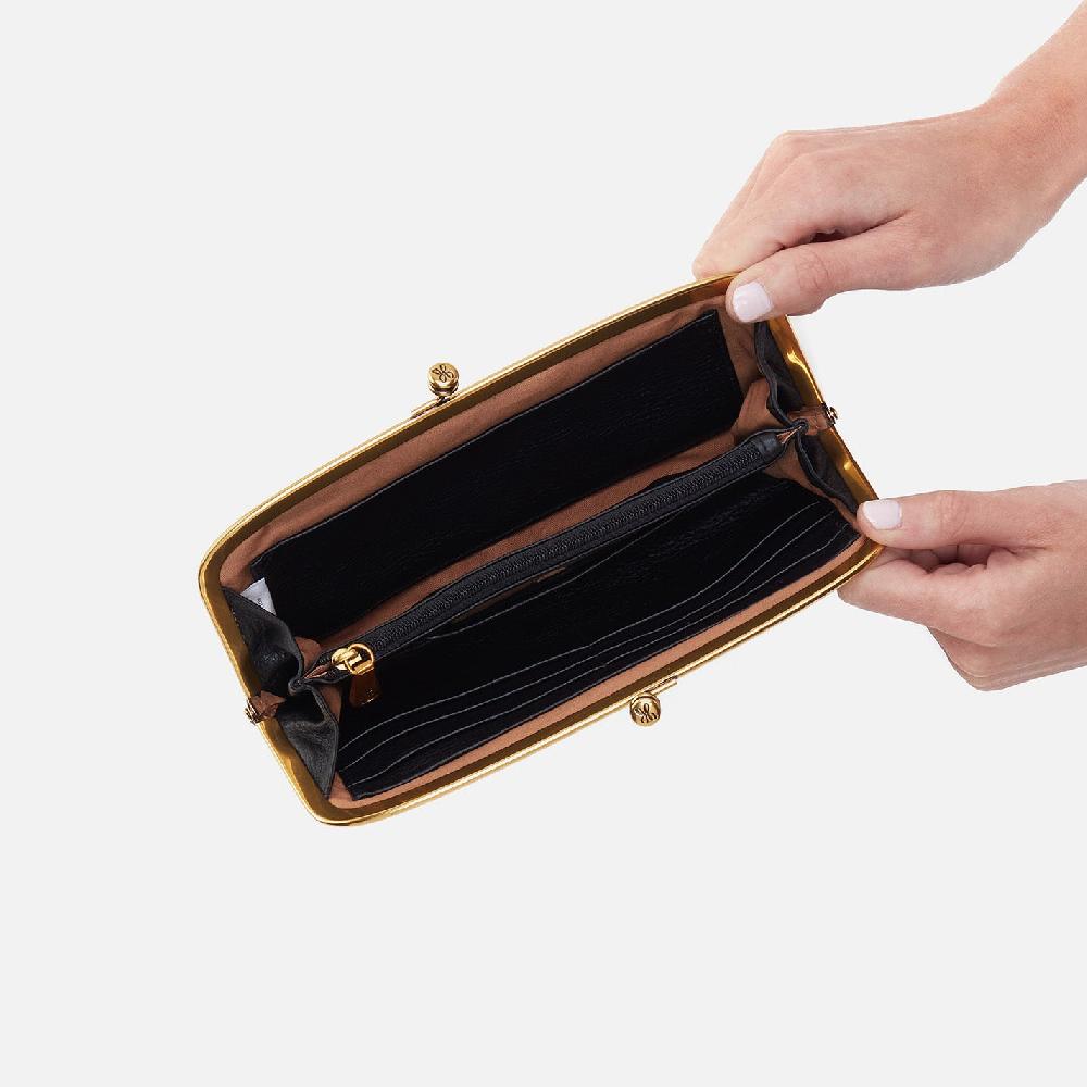 Hobo Cora Large Frame Wallet Pebbled Leather| Black