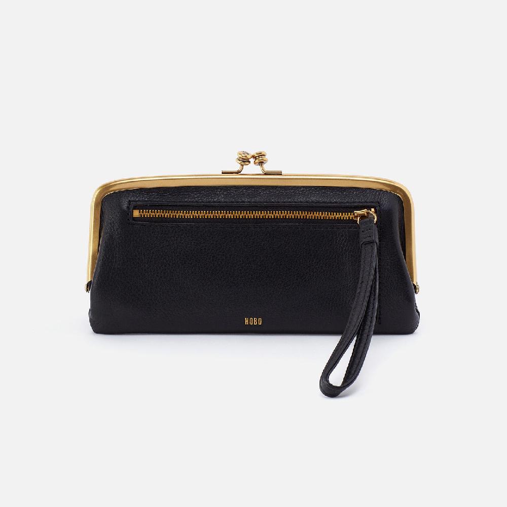 Hobo Cora Large Frame Wallet Pebbled Leather| Black