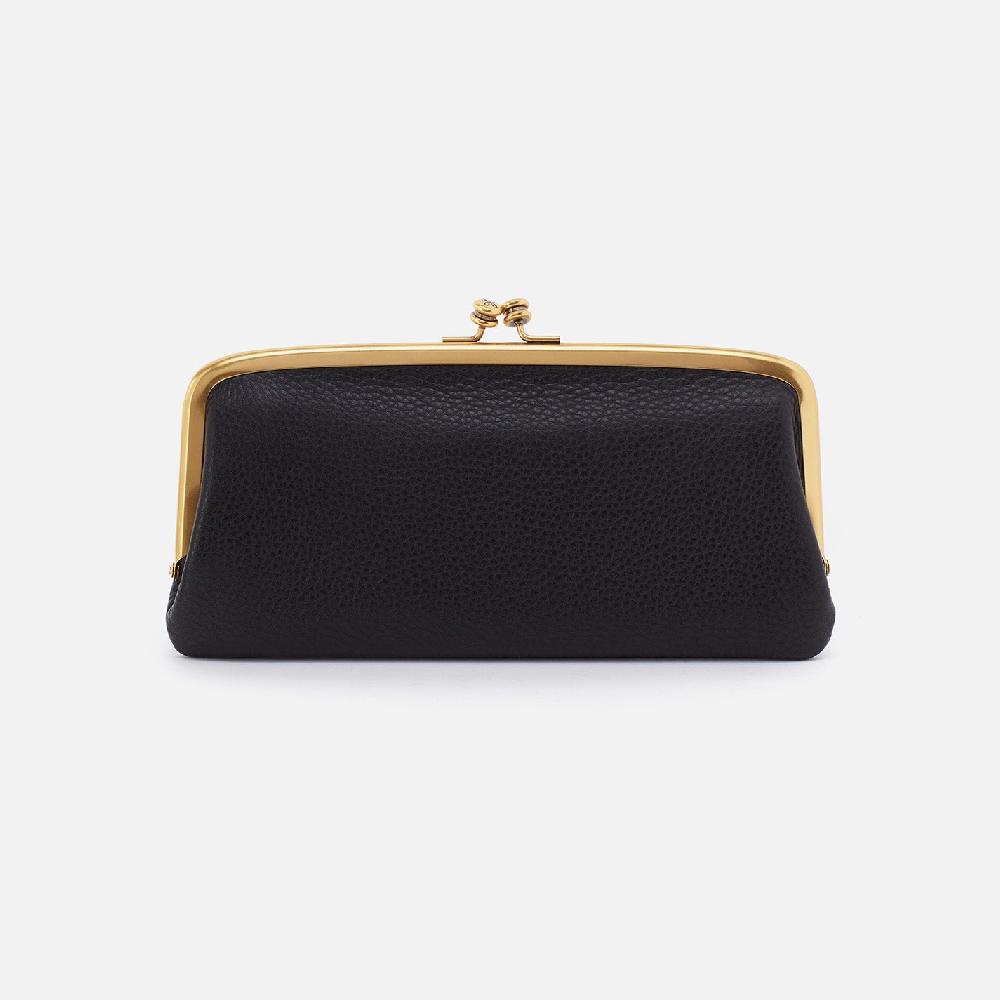 hobo Cora Large Frame Wallet Pebbled Leather| Black