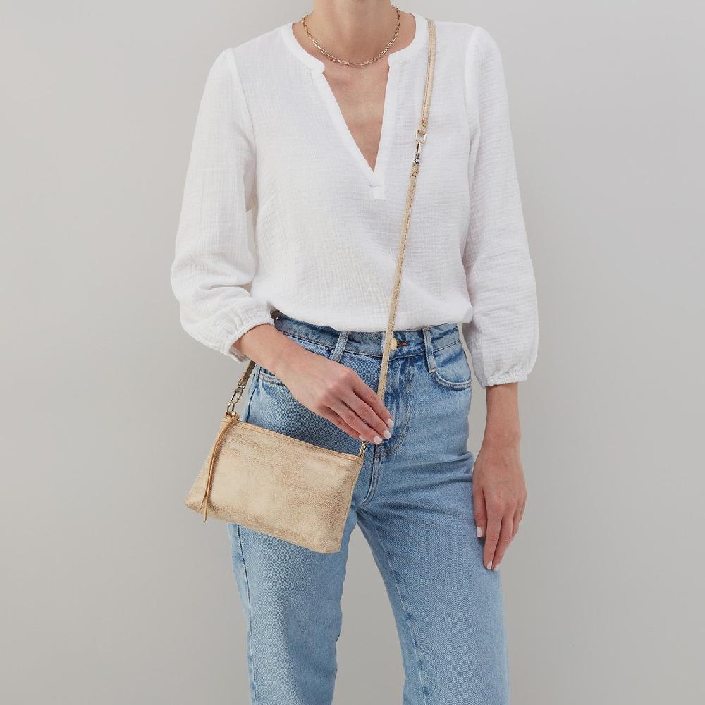Hobo Darcy Crossbody Metallic Leather| Gold Leaf