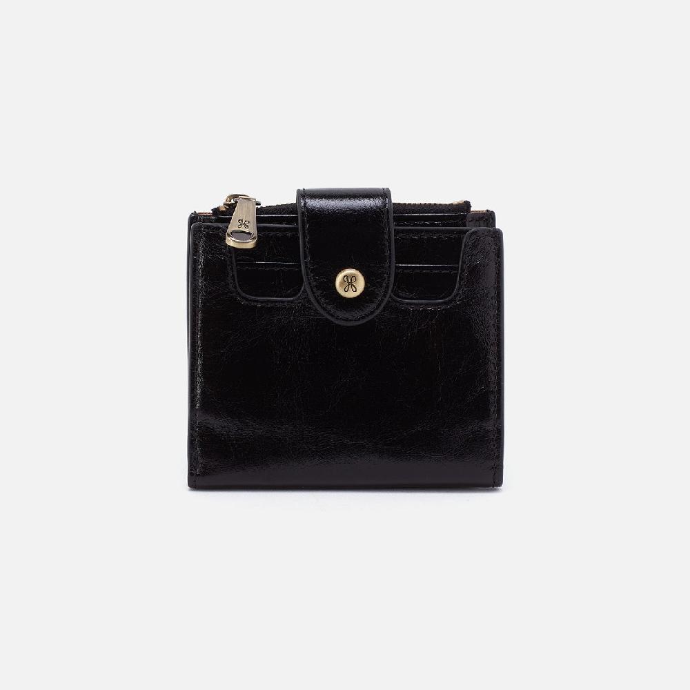 hobo Dunn Mini Wallet Polished Leather| Black