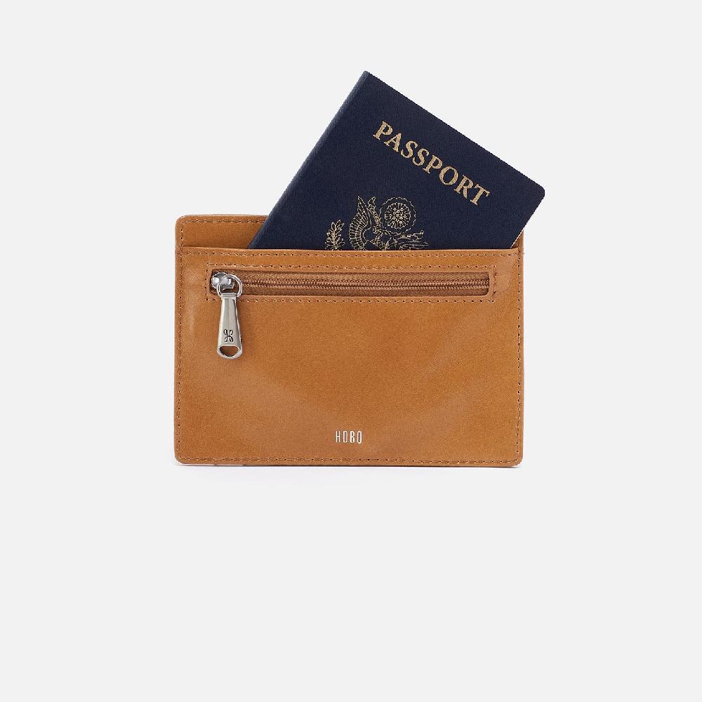 Hobo Euro Slide Card Case Polished Leather| Natural
