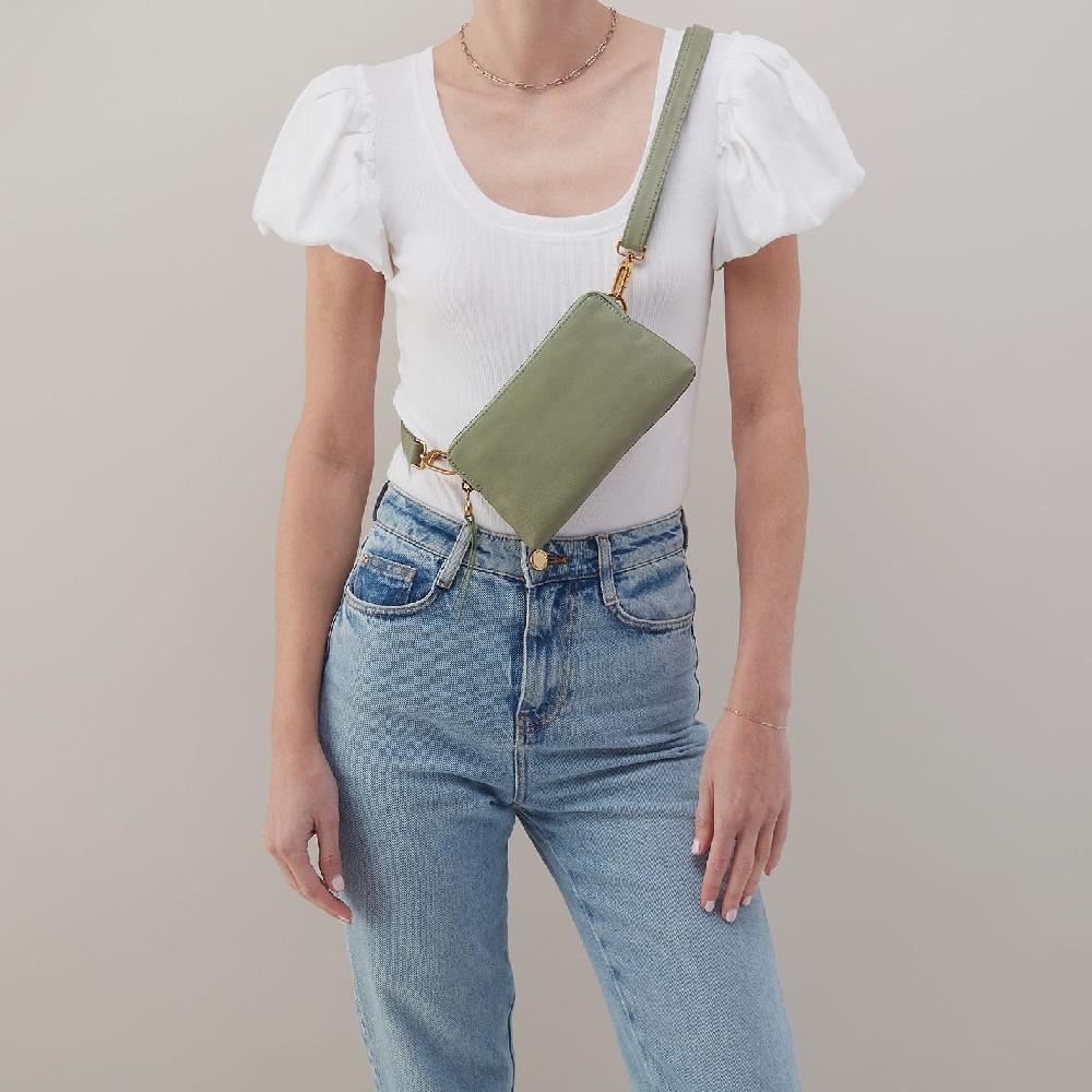 Hobo Fern Slim Belt Bag Pebbled Leather| Watercress
