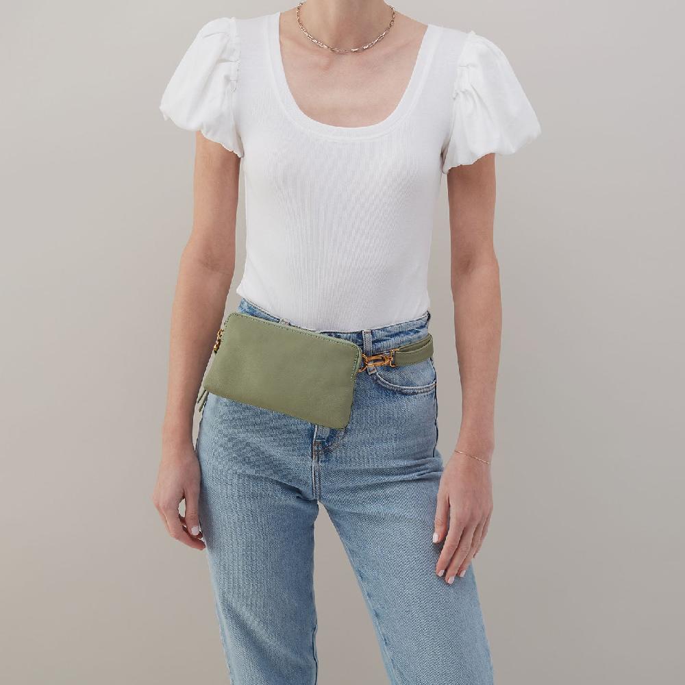 Hobo Fern Slim Belt Bag Pebbled Leather| Watercress
