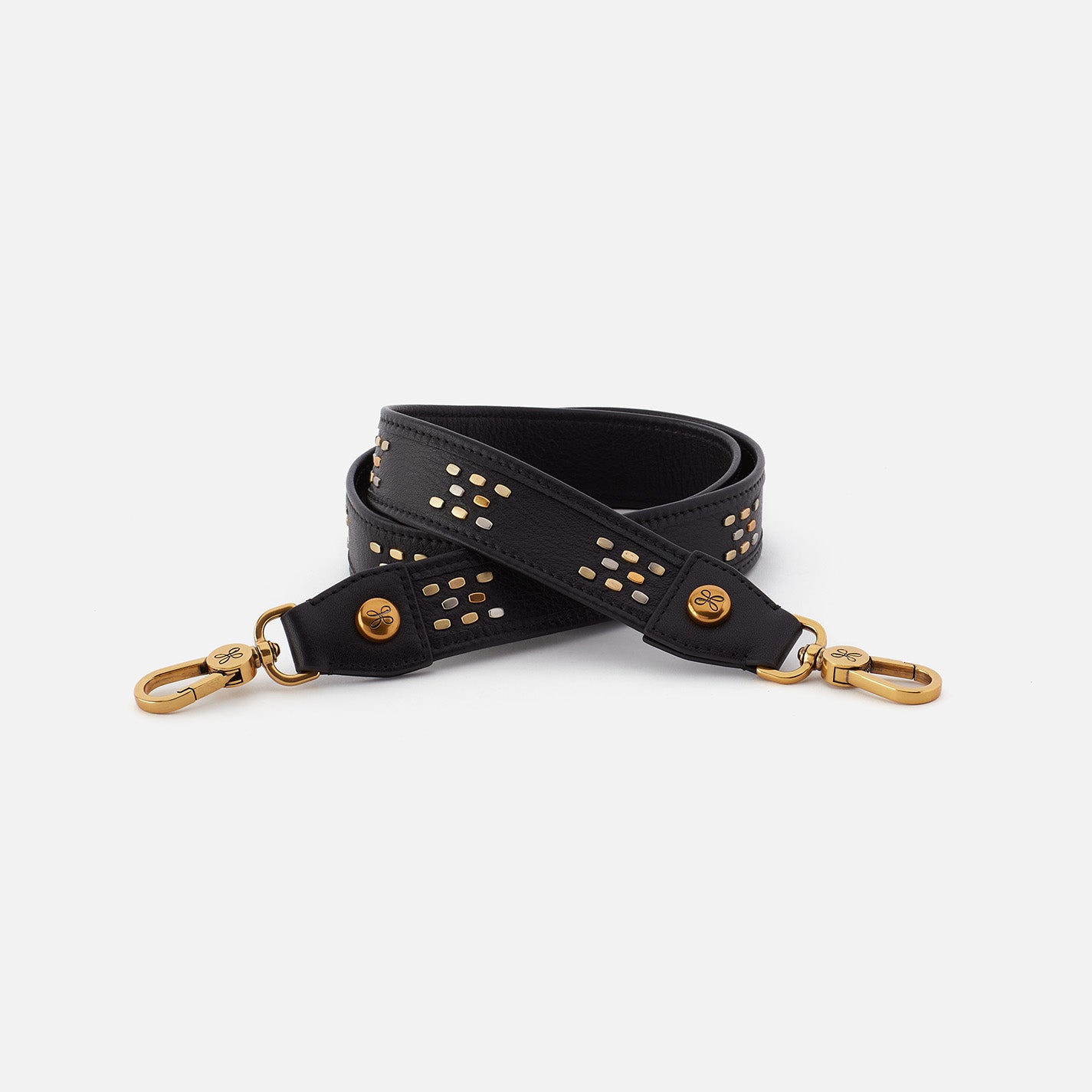 hobo Flat Stud Guitar Strap Polished Leather| Black