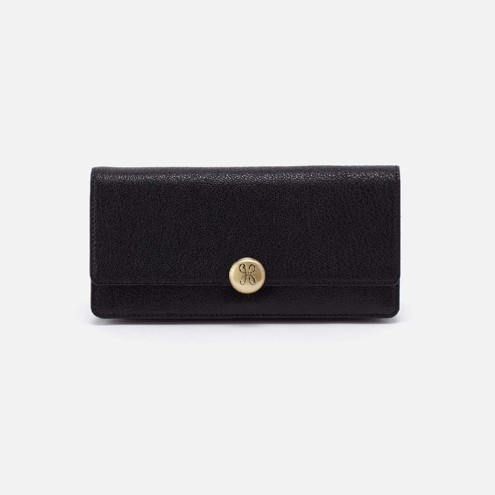 hobo Hutton Large Wallet Micrograin Leather| Black