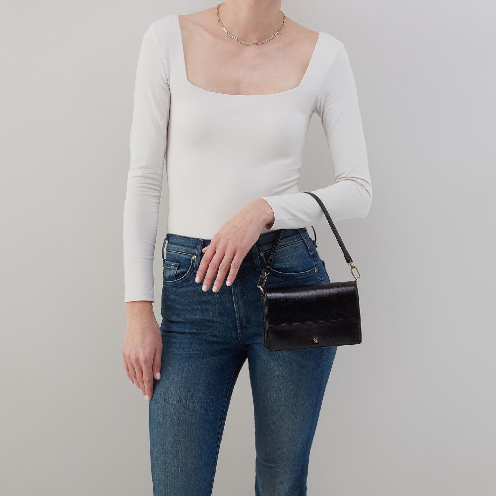 Hobo Jill Crossbody Polished Leather| Black