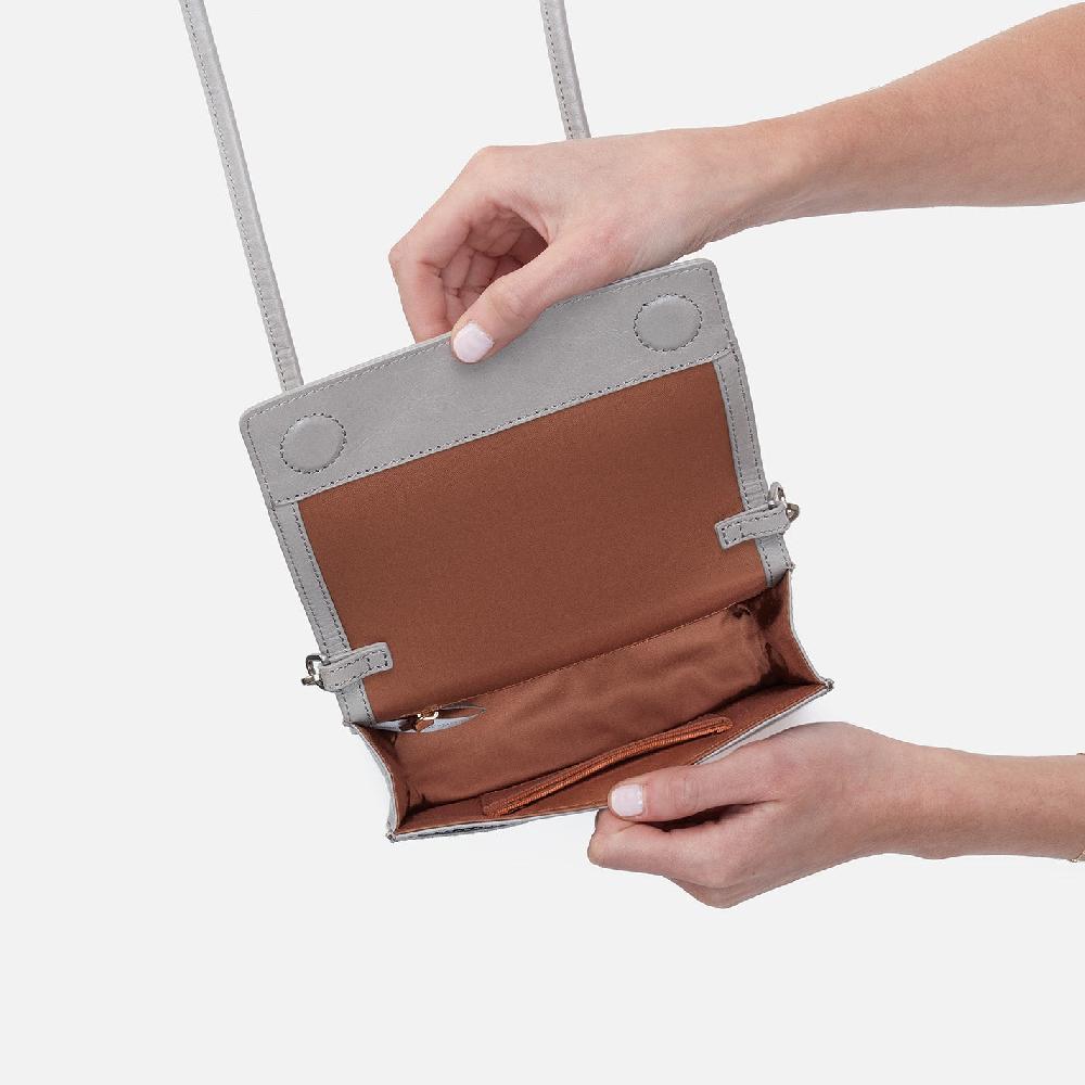 Hobo Jill Crossbody Polished Leather| Light Grey