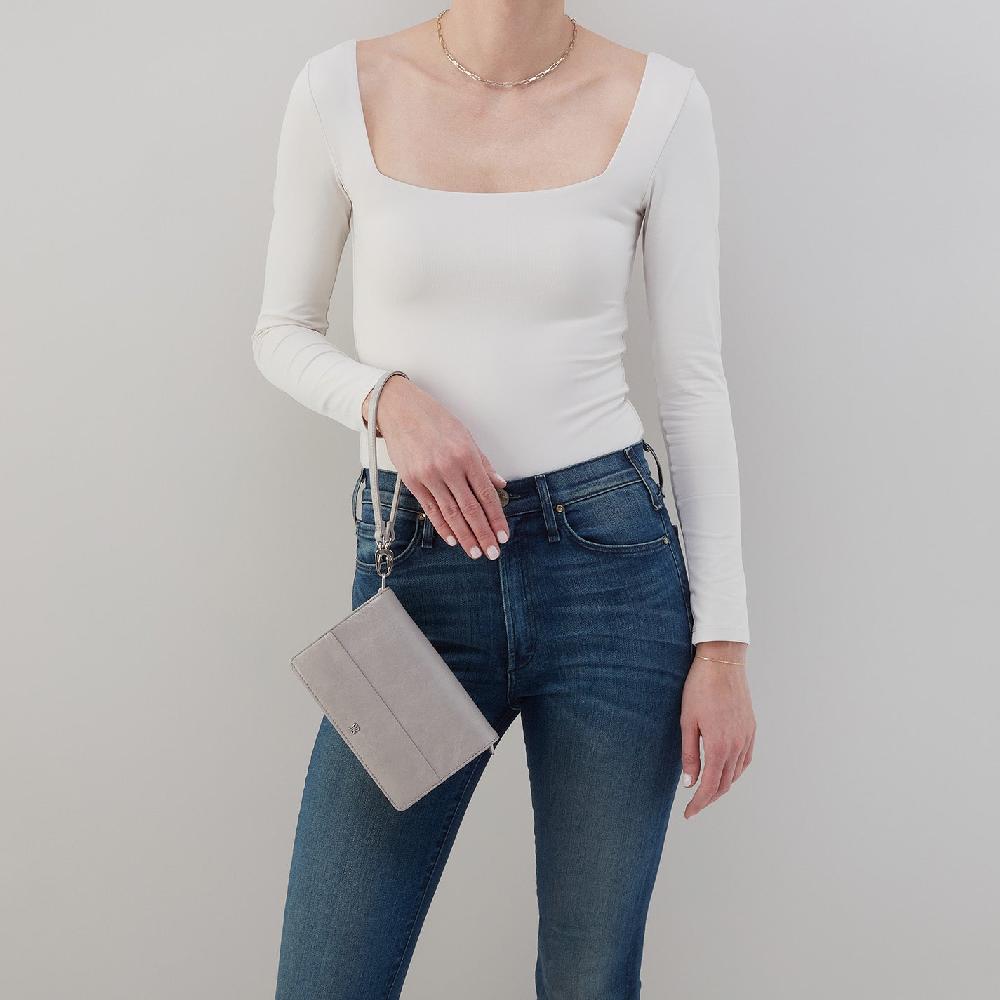 Hobo Jill Crossbody Polished Leather| Light Grey