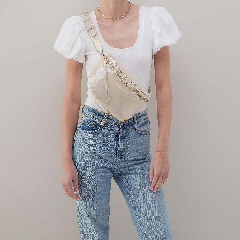 Hobo Juno Belt Bag Metallic Leather| Sand Shimmer