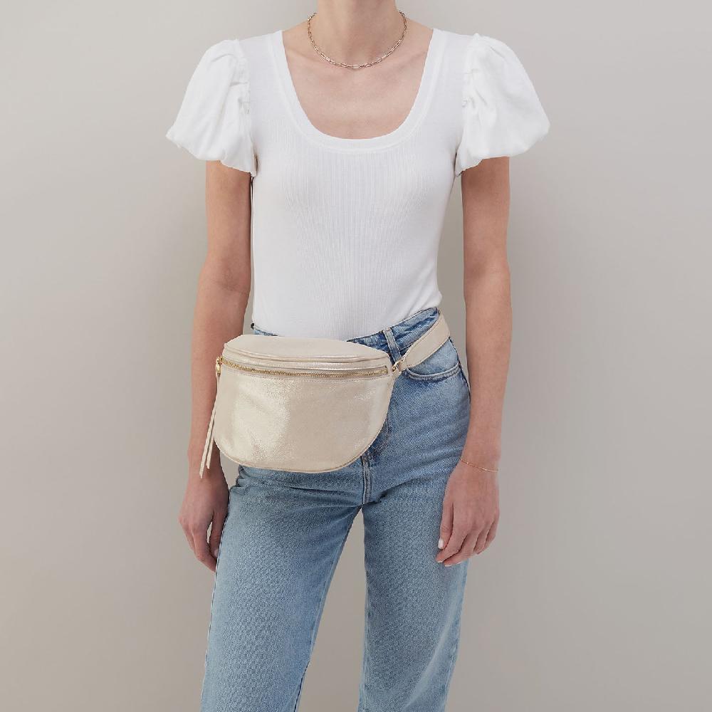 Hobo Juno Belt Bag Metallic Leather| Sand Shimmer
