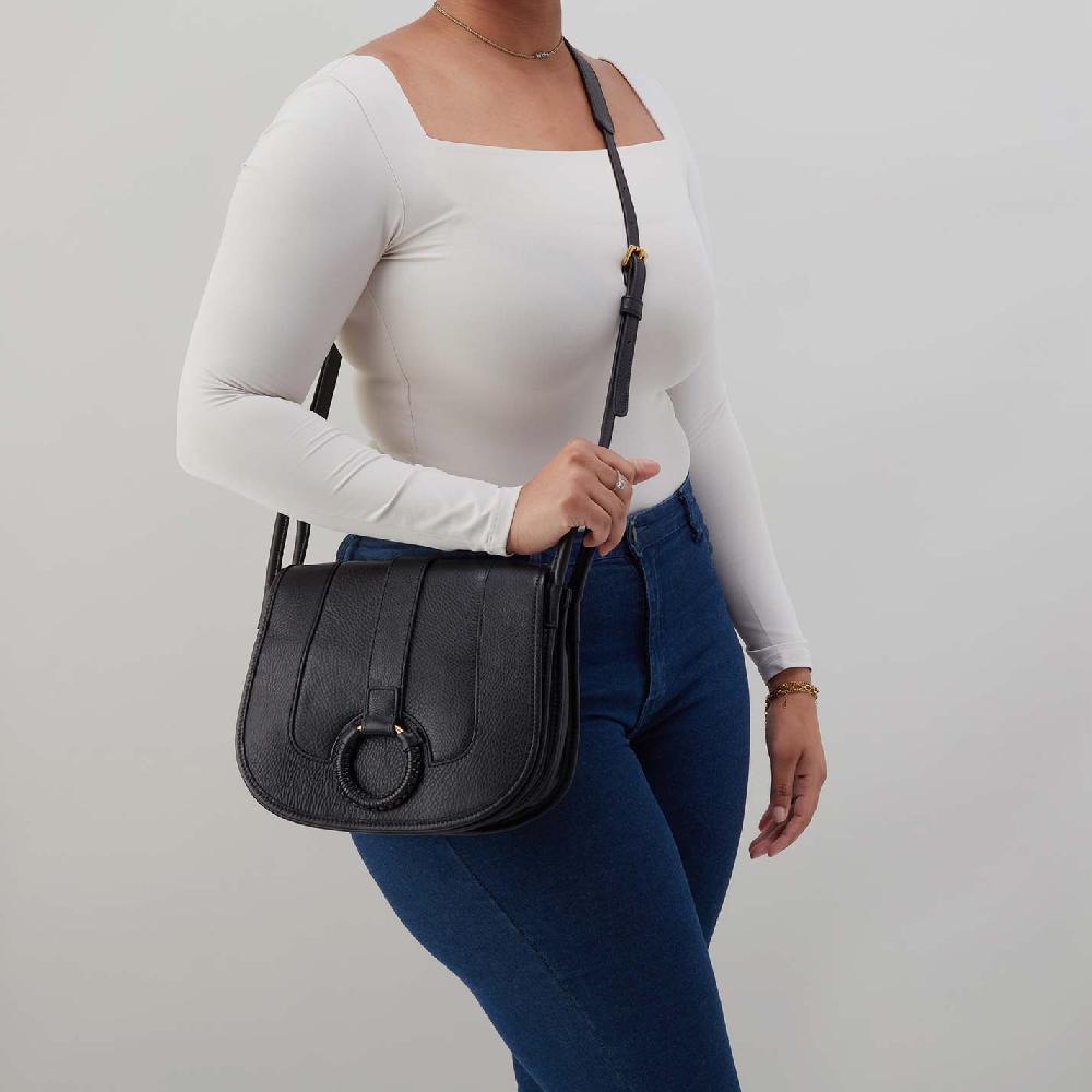 Hobo Kiva Large Crossbody Pebbled Leather| Black