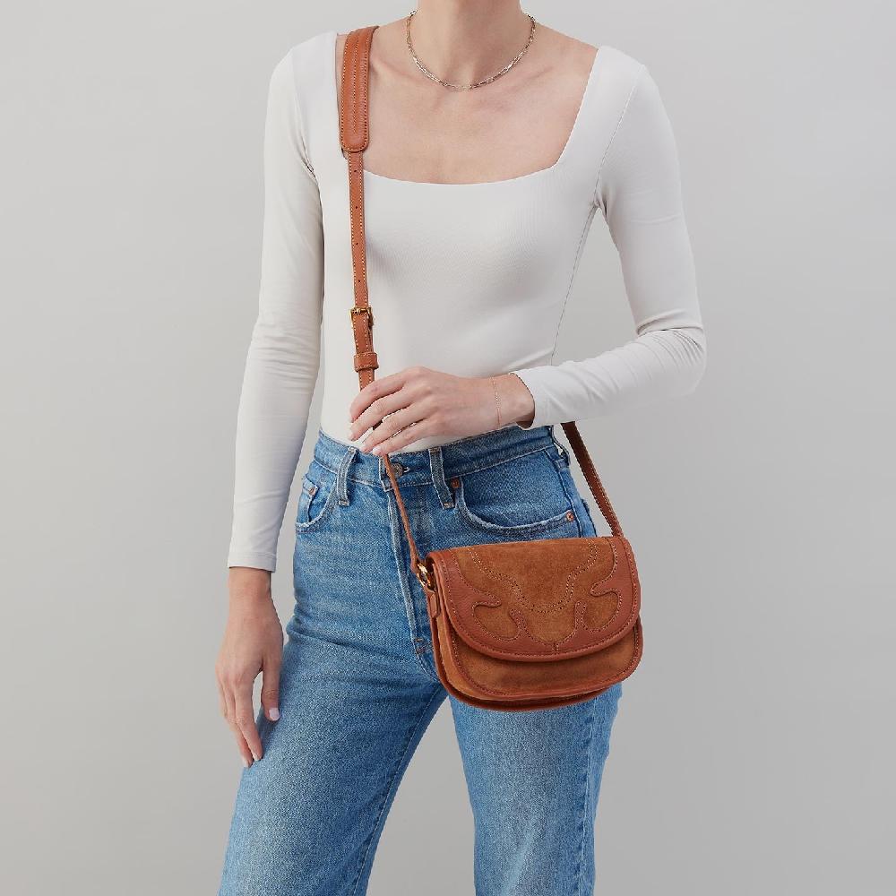 Hobo Kiva Small Crossbody Suede Leather| Oak Barrel