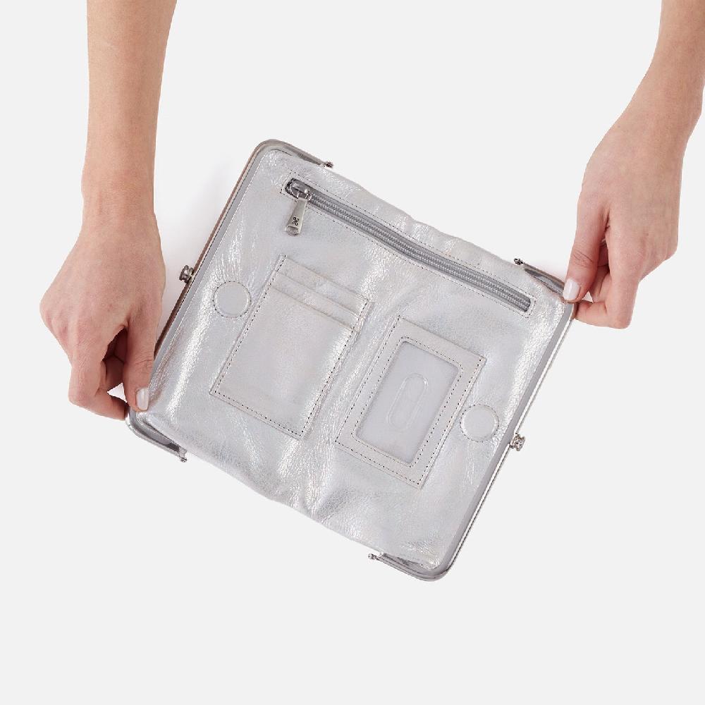 Hobo Lauren Clutch-Wallet Metallic Leather| Silver