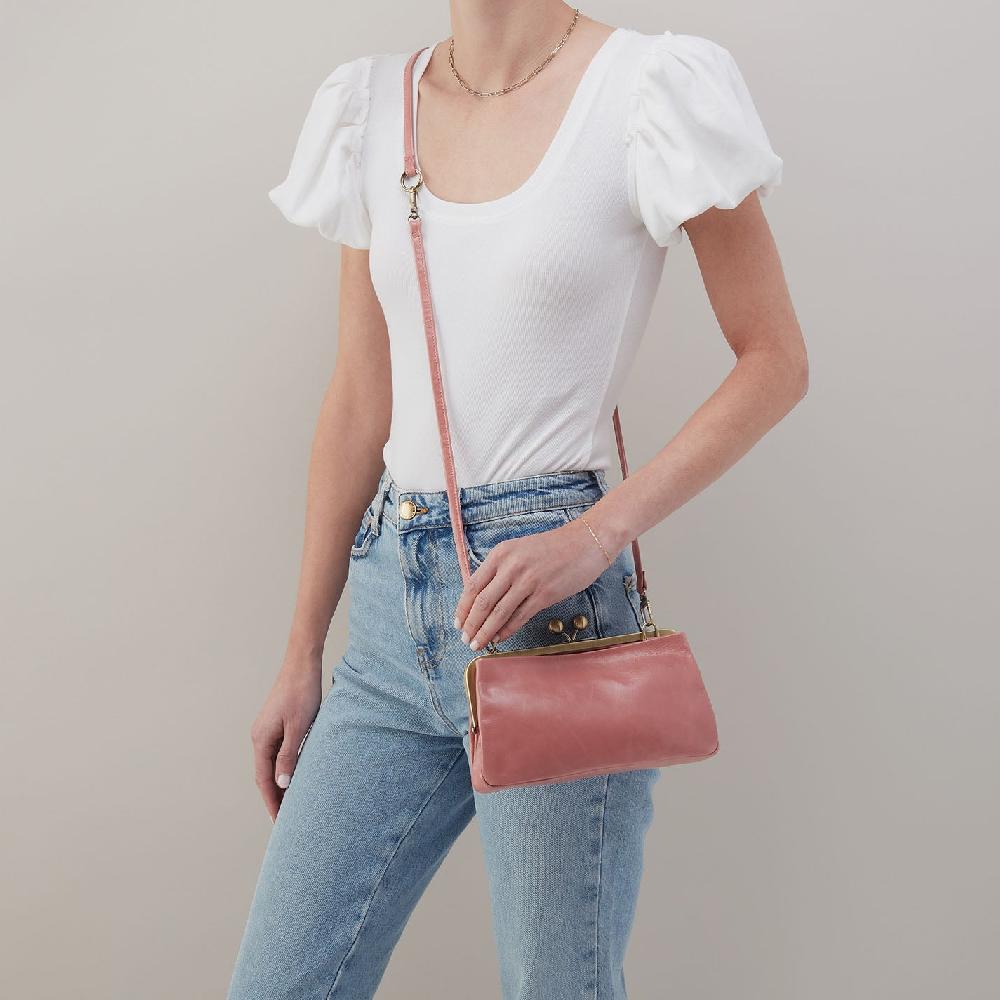 Hobo Lauren Frame Crossbody Polished Leather| Rose